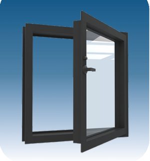 Ventana de aluminio con apertura abatible